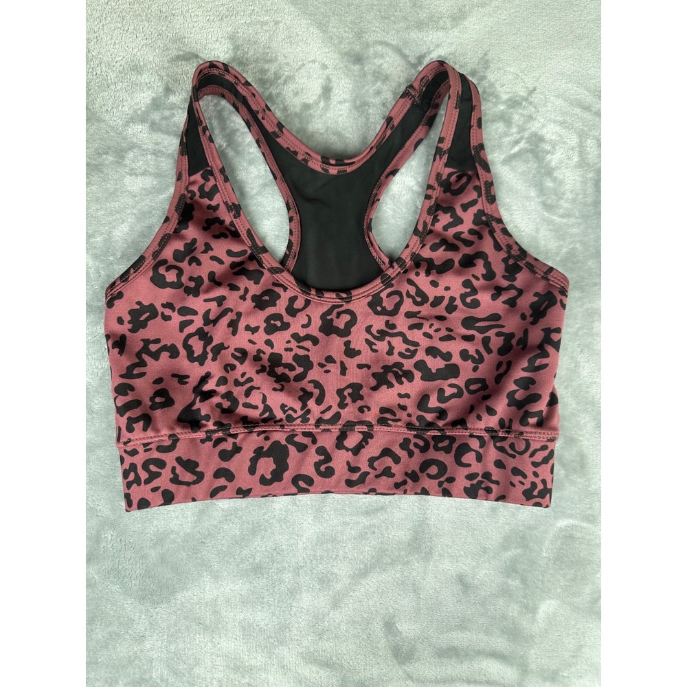 LegEnd Sports Bra Womens Small Pink Leopard Print Mesh Racerback Cutout Active